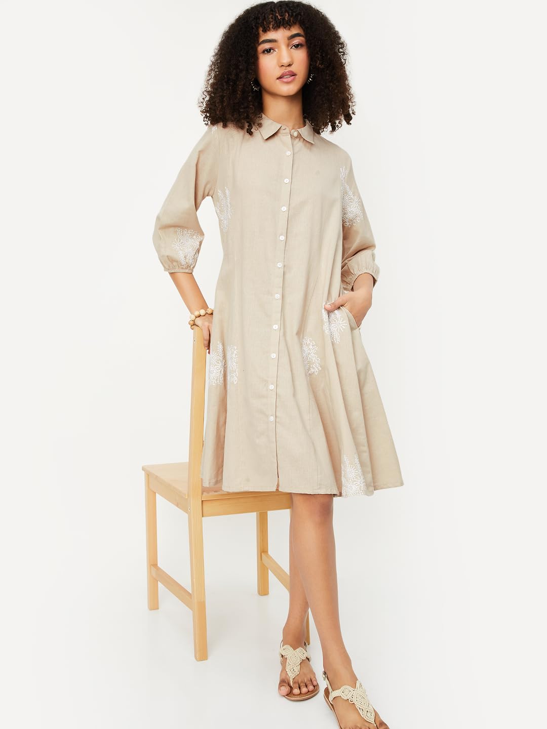 Max Women's Cotton A-Line Below The Knee Dress