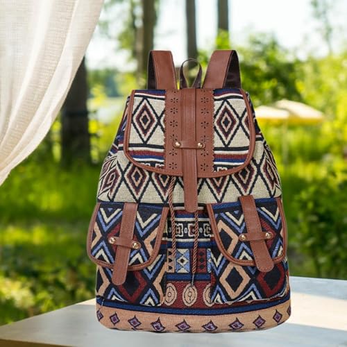 ECOMISTIQ®Women Ethnic Pattern Backpack Bag Travel Daypack for Camping Shopping Street Style D|Clothing, Shoes & Accessories|Womens Handbags & Bags