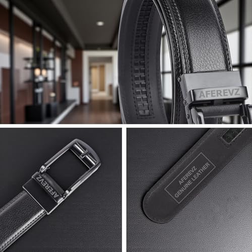 AFEREVZ Timeless Genuine Leather Belt For Men | Auto Lock System | Latest Buckle Design | Adjustable Waistband up to 46 Inches | Perfect for Formal and Casual Wear