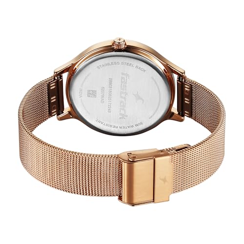 Fastrack Style up 5 Quartz Pink Round Dial Girl's Watch | Stainless Steel Strap Material | Watches for Girls Analog - 6207WM03