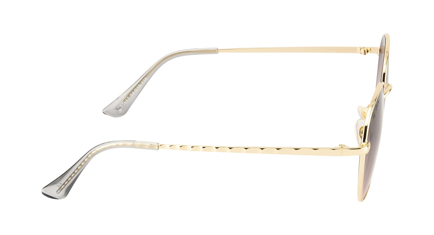 Ted Smith Men's Women's UV Protection Brown Pink Graded Lens Gold Round Sunglasses