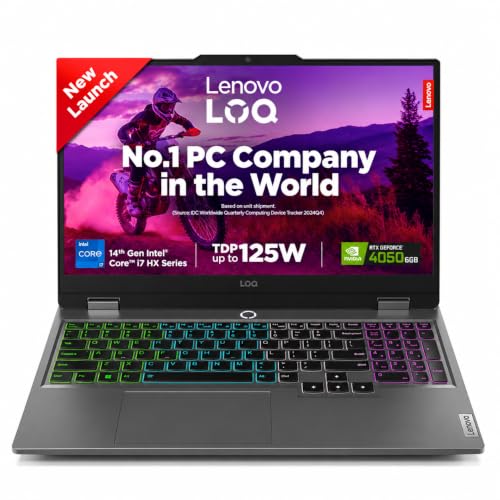 Lenovo LOQ Intel Core i7-14650HX | NVIDIA RTX 4050 6GB (16GB RAM/512GB SSD/144Hz Refresh Rate/15.6" (39.6cm)/Windows 11/Office Home 2024/Grey/2.4Kg), 83DV01LRIN AI Gaming Laptop