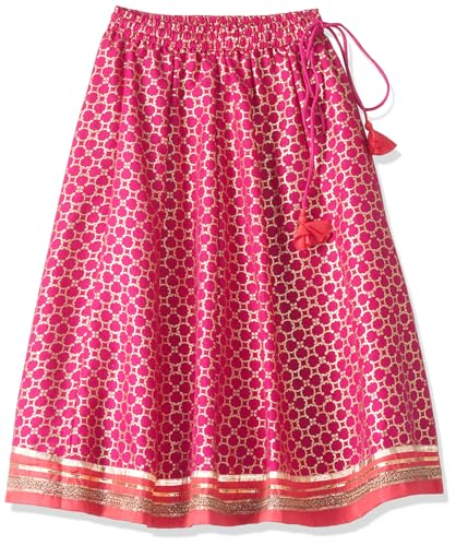 Biba Girl's Polyester Lehenga Set (KWFNFES6388OSS25FUS_Fuchsia_6-7 Year)