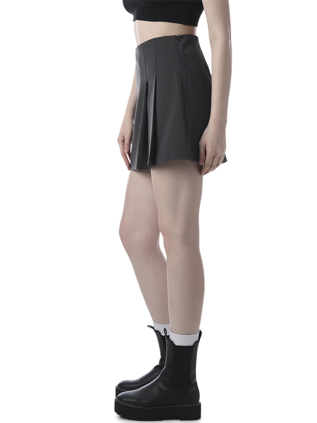 ONLY Women's Solid Flared High-Rise Black Skirt