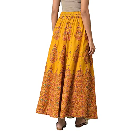 W for Woman Dark Yellow Ethnic Motif Glitter Skirt