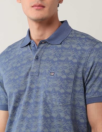 Arrow Sports Men's Floral Regular Fit Polo Shirt (ASAJTS3489_Indigo