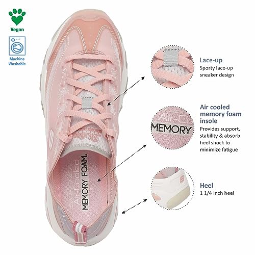 Skechers Womens D'Lites-Fresh Air Casual Sneakers Vegan Air-Cooled Memory Foam Cushioned Comfort Insole Pink - 4 UK (149235)