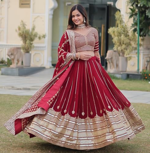 Dresser Faux Georgette Embroidered Sequins Lehenga Choli For Women