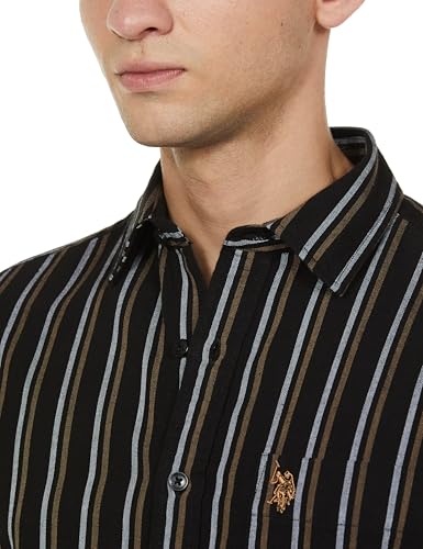 U.S.POLO ASSN. Men's Regular Fit Shirt (USSHTO3420_Black