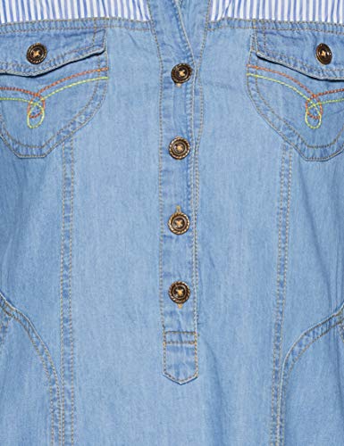 pluss Women's Georgette a-line Knee-Long Dress (LDR4729-BATAWASH_Blue_M)