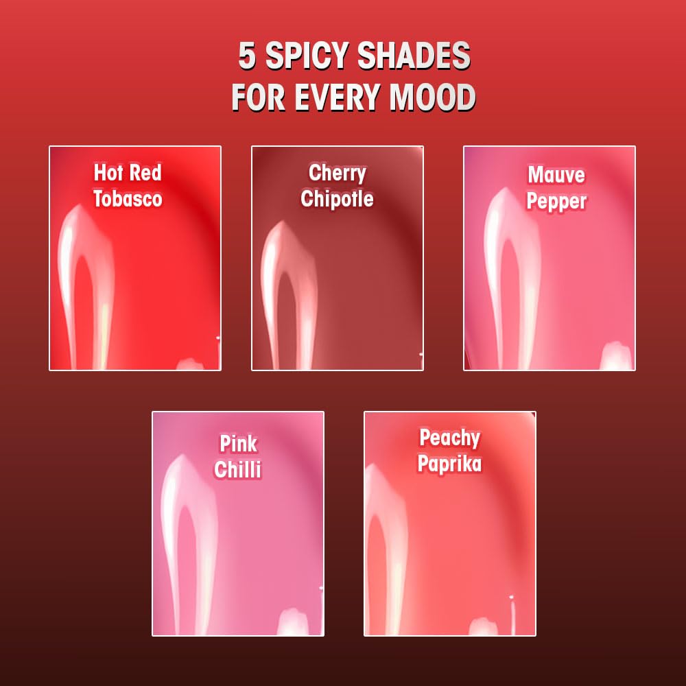 RENEE Hot Sauce Plumping Lip Gloss - Mauve Pepper, Ultra Glossy Finish, Lightweight & Nourishing, for Fuller Juicy Lips, Jojoba Oil, Sweet Almond Oil & Vitamin E Infused