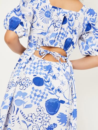 Max Women's Cotton Classic Midi Dress (MDDRS52004B_Blue