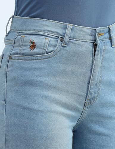U.S. POLO ASSN. High Rise Wide Leg Jeans (UWAW24JEN268_Blue_26)
