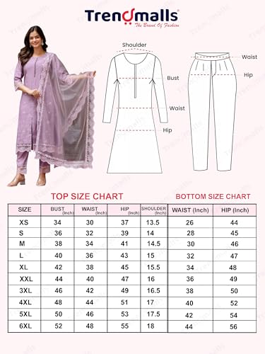 TRENDMALLS Women's Art Silk Embroidery A line Kurta Pant with Dupatta Salwar Suit Set (G278-Purple-XXL-)