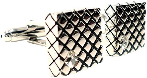 Peluche Crystal Studded Metal Art Cufflinks for Men
