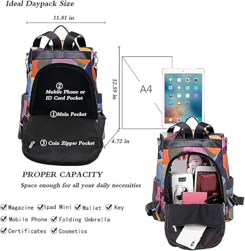 MOCA Women Girls Anti-Theft Backpack Lightweight Water-Resistant Stylish Casual Travel College School Bag Outdoor Daypack Shoulder Rucksack (Tropical Neon)