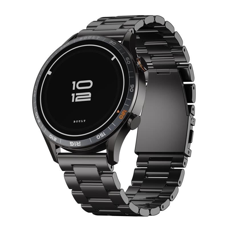 GOBOULT Newly Launched Crown R Pro Smart Watch 1.43''HD AMOLED, BT Calling, Working Crown, Zinc Alloy Frame, 600 Nits Brightness, AI Voice Assistant, SpO2 Monitoring, 120+ Sports Mode (Chrome Rig)