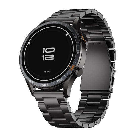 GOBOULT Newly Launched Crown R Pro Smart Watch 1.43''HD AMOLED, BT Calling, Working Crown, Zinc Alloy Frame, 600 Nits Brightness, AI Voice Assistant, SpO2 Monitoring, 120+ Sports Mode (Chrome Rig)