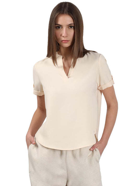 VERO MODA Women's Regular Fit Beige Top