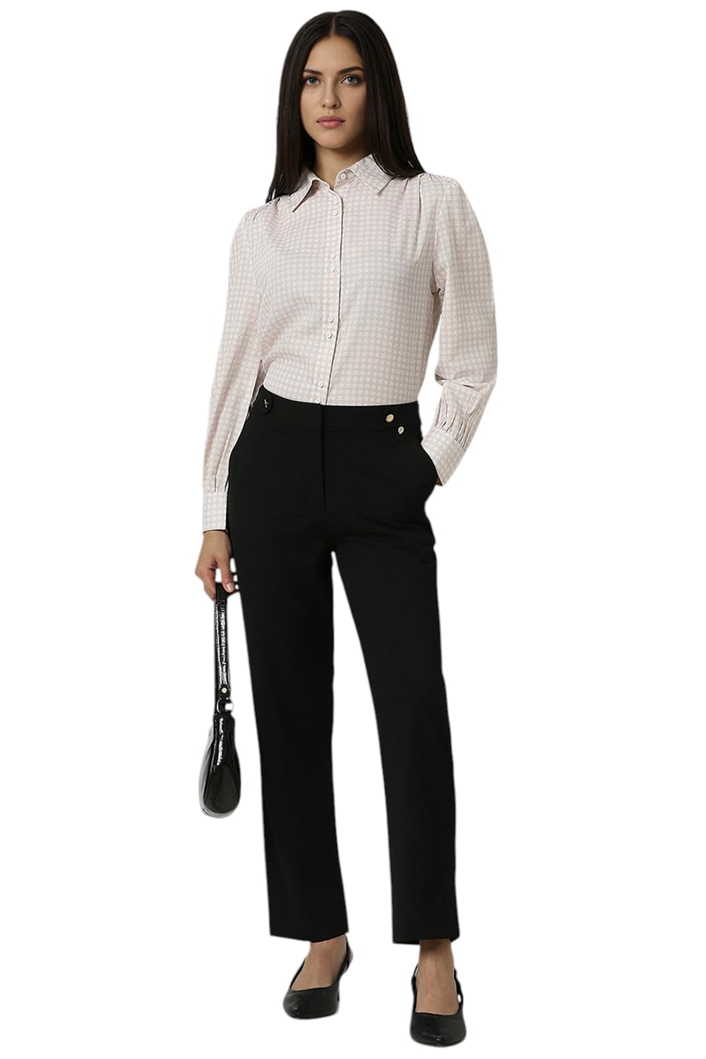 Van Heusen Women White Print Long Sleeves Formal Shirt