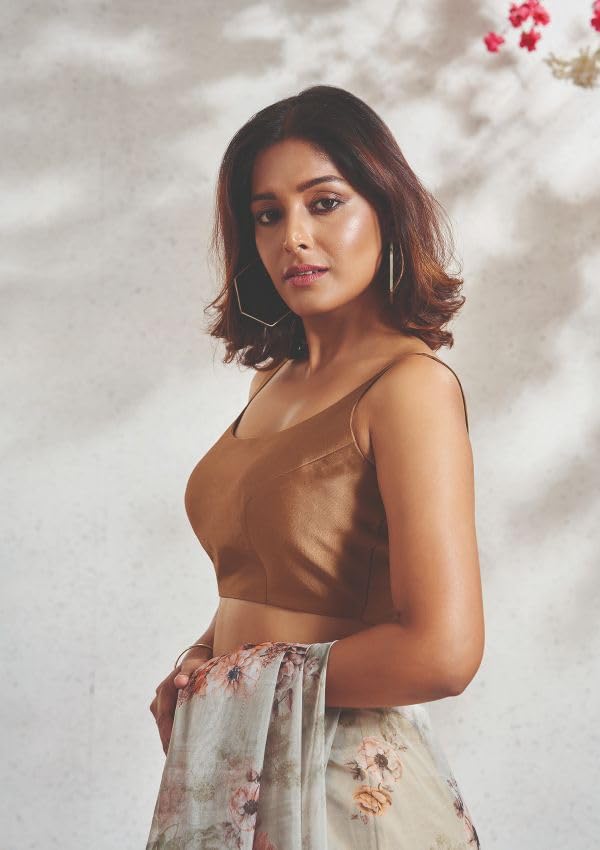 Salwar Studio Copper Taffeta Sleeveless Readymade Blouse- Pack of 1.