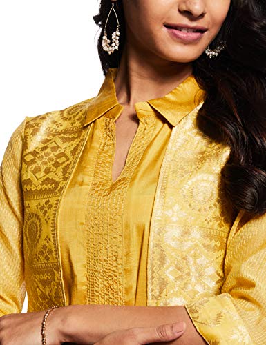 W for Woman Women's Rayon Solid Straight Kurta (19AUW12904-212657_Mustard_M (10))