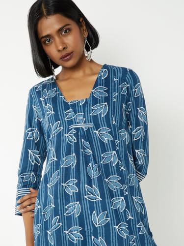 Max Women Printed Straight Kurta (Blue_S)