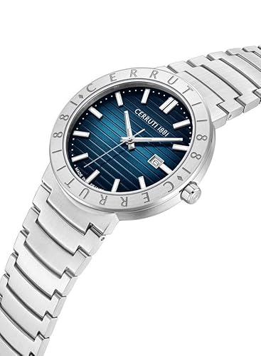 Cerruti 1881 Filiano Analog Watch For Men Sapphire Coated Flat Glass And Stainless Steel Bracelet 42mm Water Resistant 5 ATM, Silver, bracelet
