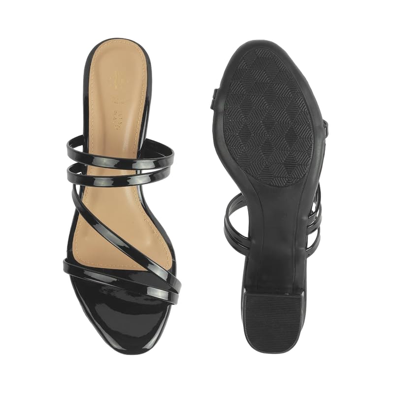 tresmode Teuice Women's Black Block Heel Sandals in Size 4 UK / 37 EU