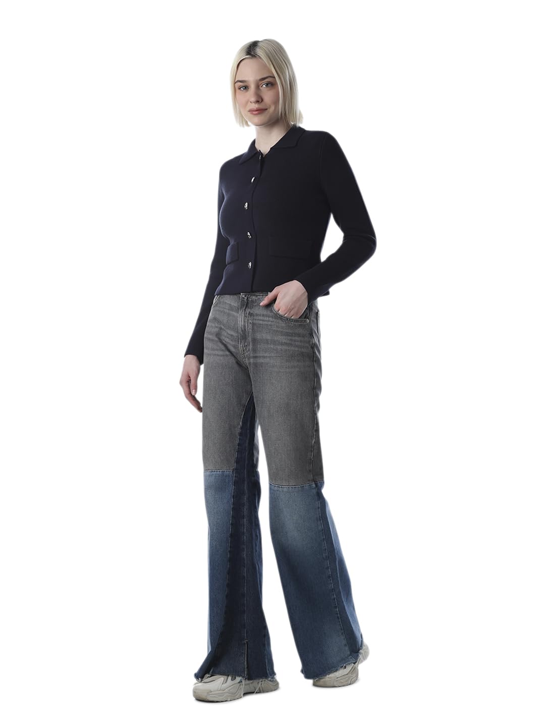 ONLY Women Shirt Collar Button Detailed Cardigan