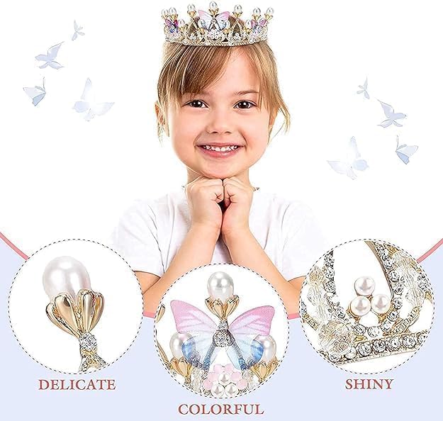 NIOFY Crystal Tiara Crown Pearl Princess Costume Crown Headband Flower Pageant Handmade Hair Accessories Cosplay,Birthday,Celebration for Girl Women