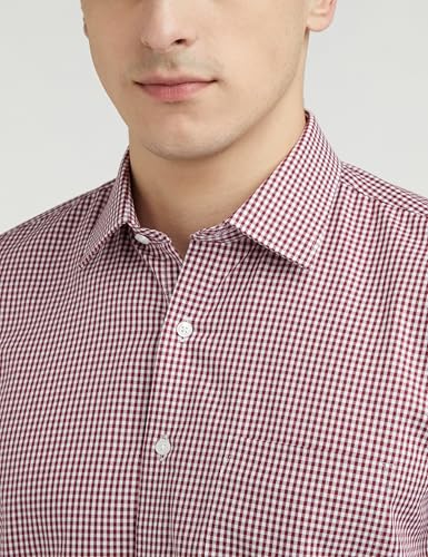 Van Heusen Men's Cotton Slim Fit Shirt (Vhsffslbj70970_Maroon 42)