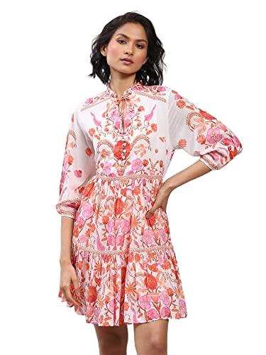 Label RITU KUMAR Ivory Floral Print Short Dress