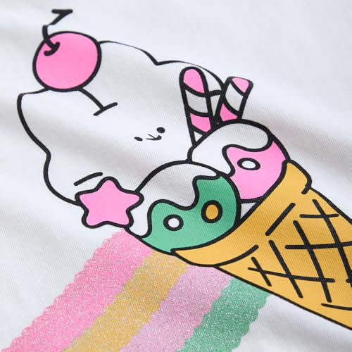 Hopscotch Girls Short Sleeves White Graphic Print Tees For Ages (12-24 Months)