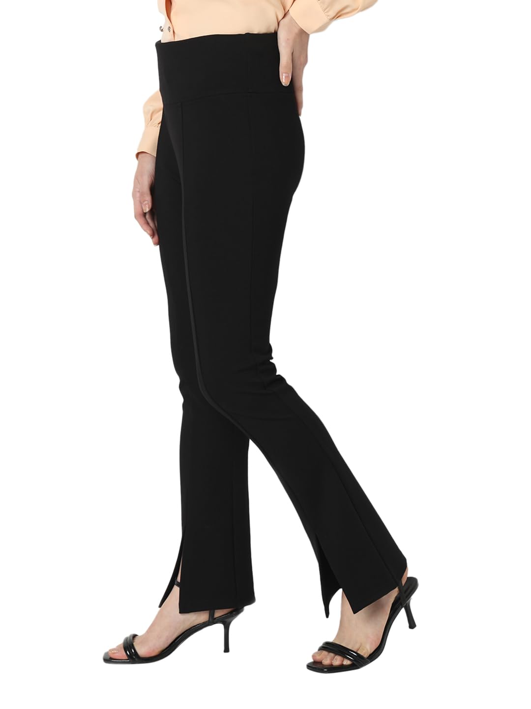 VERO MODA Black Front Slit Flared Pants