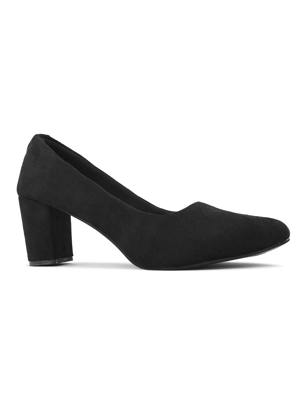XE Looks Classic Black Pumps | Chic Suede Finish | Comfortable & Stylish Block Heel For Girls & Womens