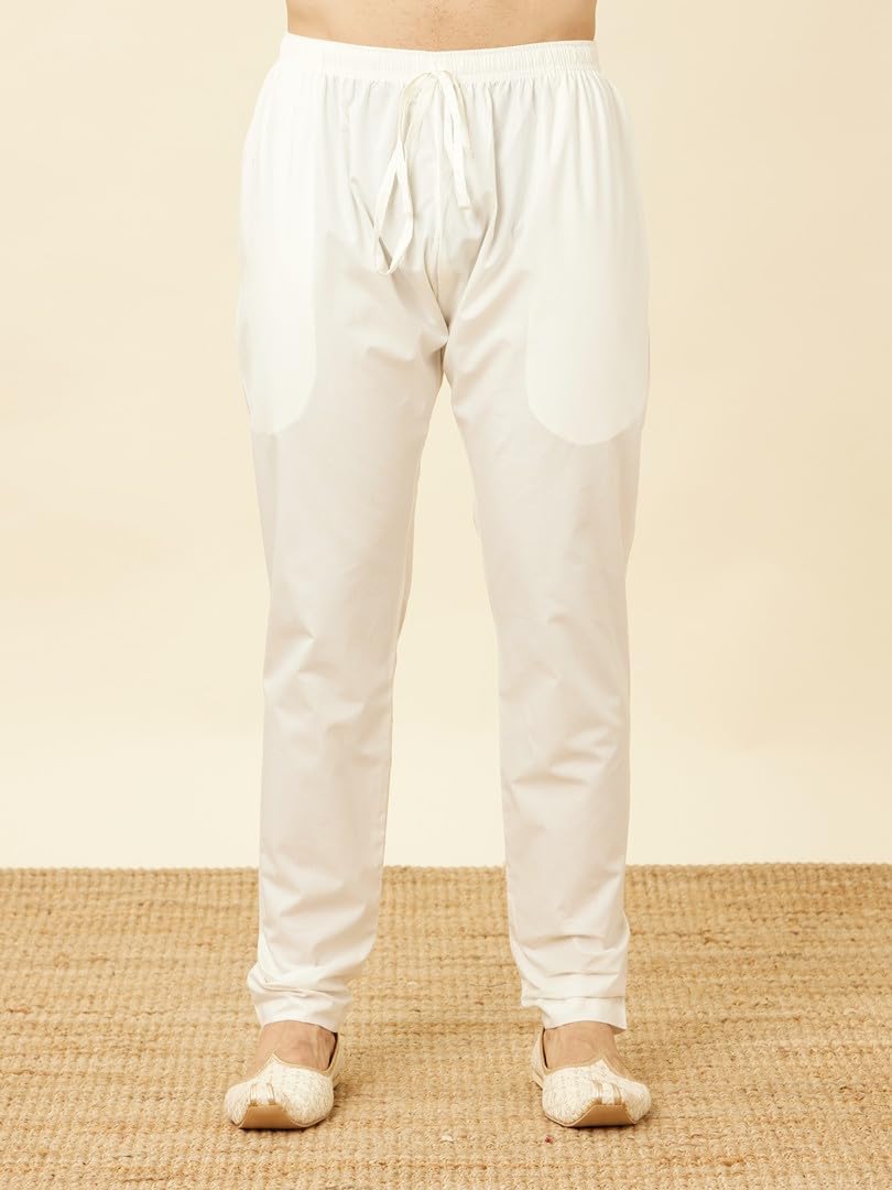 Manyavar Mens Green Cotton Kurta Pyjama Set