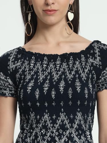 veldress21 Women Knee Length Dress Short Stylish Beachwear Casual Summer Dress Trendy Collage Regular,Office Collage Wear Multicolor for Girls (M) (L, Blue)