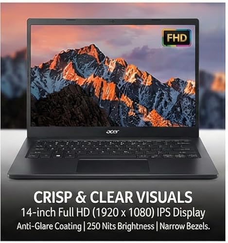 Acer TravelLite Thin Laptop AMD Ryzen 5 7430U (6-Core) |8GB RAM, 512GB SSD | 14" Full HD Anti-Glare Display |Privacy Shutter| Windows 11| MS Office | Metal Body | 1.34Kg | Black | 1 Year Warranty