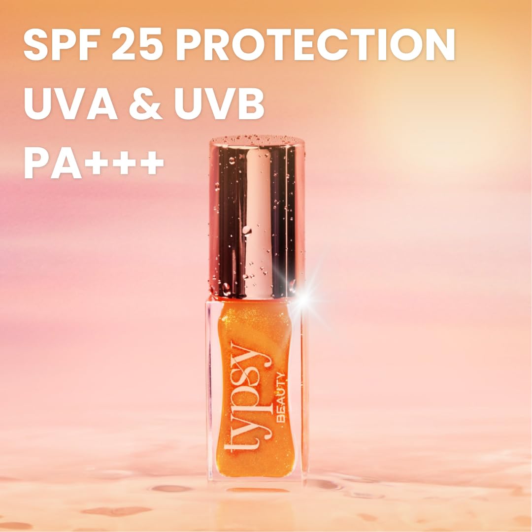 Typsy Beauty Hi Honey! SPF 25 Lip Oil| 7ml|Gloss like shine Enriched with Mirsalehi Honey & Vitamin E,PA+++ High UVA Protection |Zero Taste| Protects chapped lips with Metal Cooling Applicator