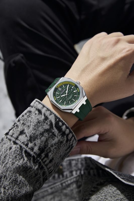 Daniel Hechter Paris Monceau Collection Analoge Watch for Men with Textured Octagone Dial and Silicon Strap-DHM1008