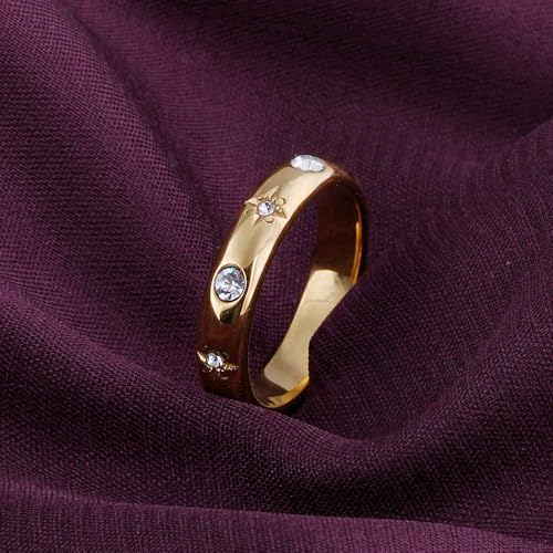 PALMONAS Gold-Plated Gold-Toned Stone Studded Ring(Size-6) | Gifts For Girlfriend | Gift For Women & Girls