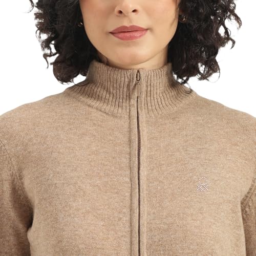 United Colors of Benetton Women's Wool Mock Neck Cardigan (25A108OU5530G901_Beige