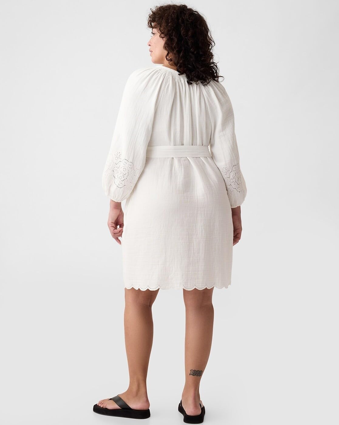 GAP Women's Cotton A-Line Above The Knee Casual Dress (442528436_offwhite_Off White