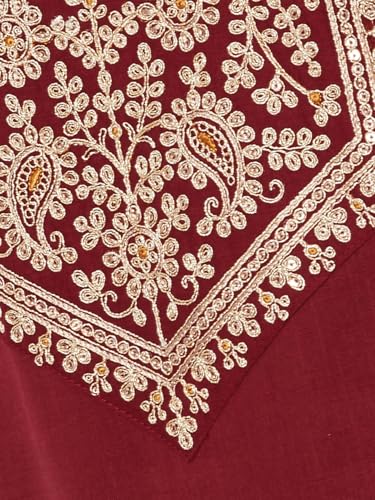 Max Women Yoke Embroidered Straight Kurta (Maroon_S)