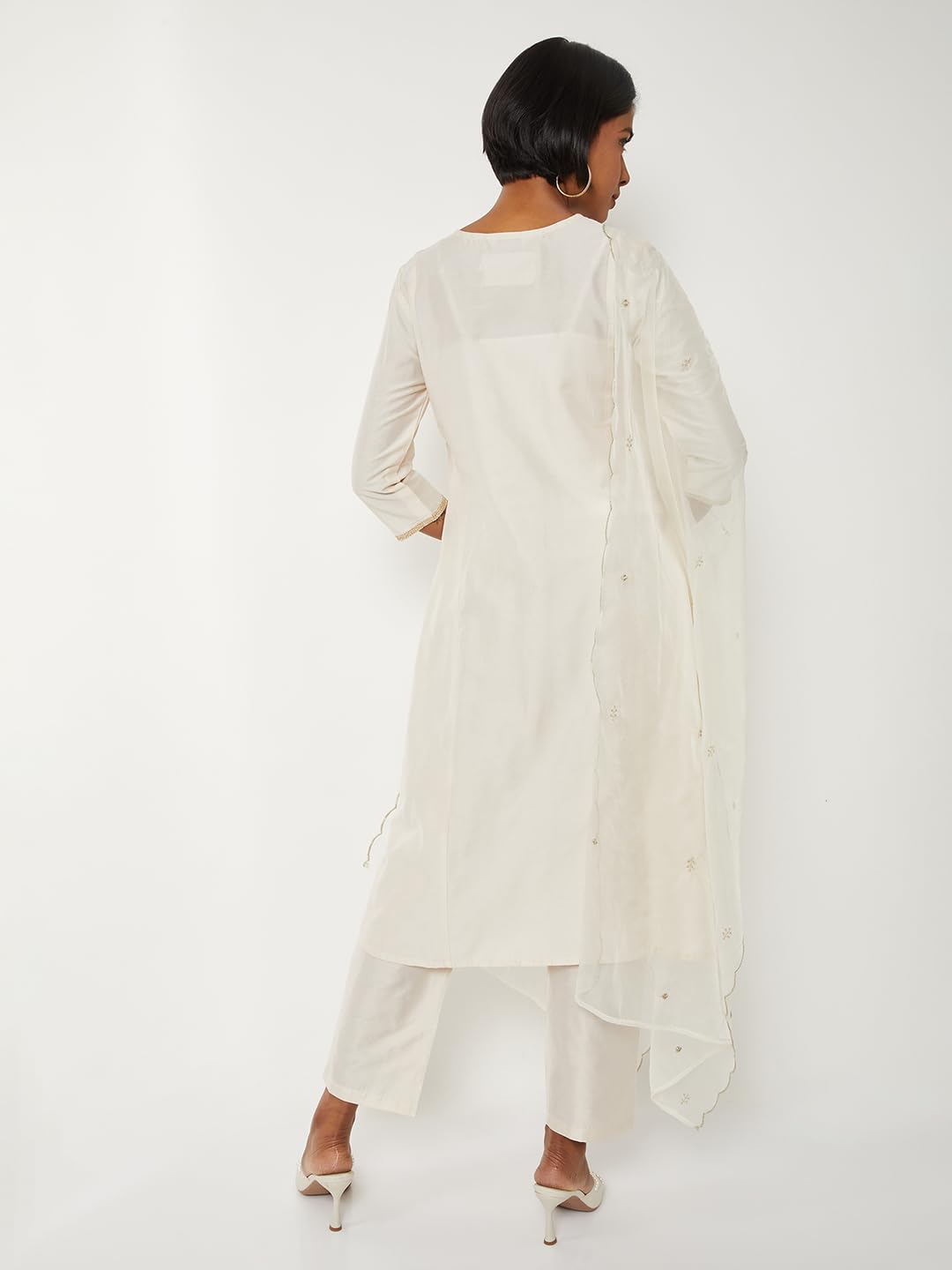 Max Women Embroidered A-line Kurta Set(White_XXL)