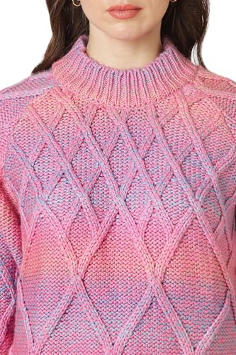 Allen Solly Women's Acrylic Crew Neck Sweater (AHSWCRGHC28367_Pink