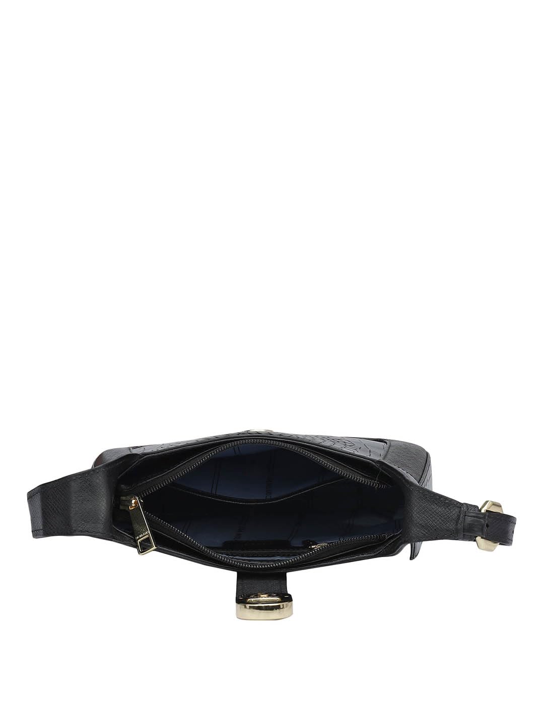 Da Milano Genuine Leather Black Sling Bag (00993OL) (Small)