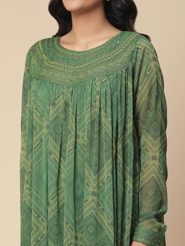 Aarke Ritu Kumar Green Yarn Dyed Kurta With Churidar And Dupatta