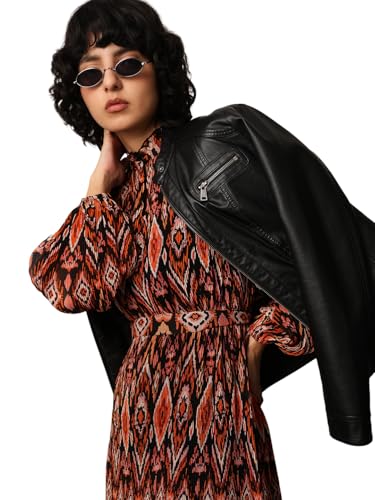 ONLY Women Printed Casual Black Midi Dress